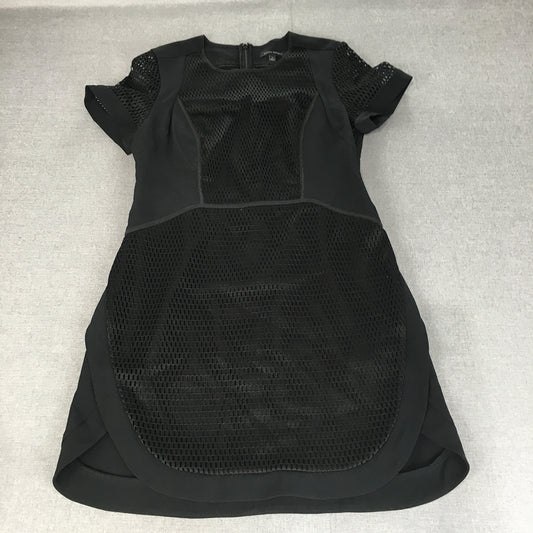 Banana Republic Womens Dress Size 14 Black A-Line Midi Short Sleeve