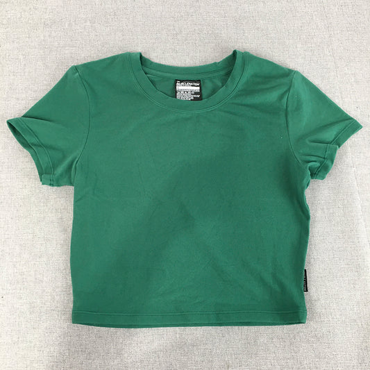 Musclenation Womens Cropped Top Size S Green Short Sleeve T-Shirt