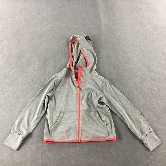 H&M Sport Kids Girls Jacket Size 4 - 6 Years Grey Pink Zip-Up Windbreaker