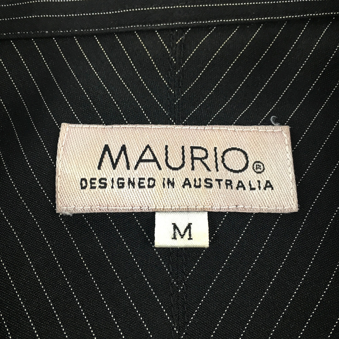 Maurio Mens Shirt Size M Black Striped Long Sleeve Button-Up Collared