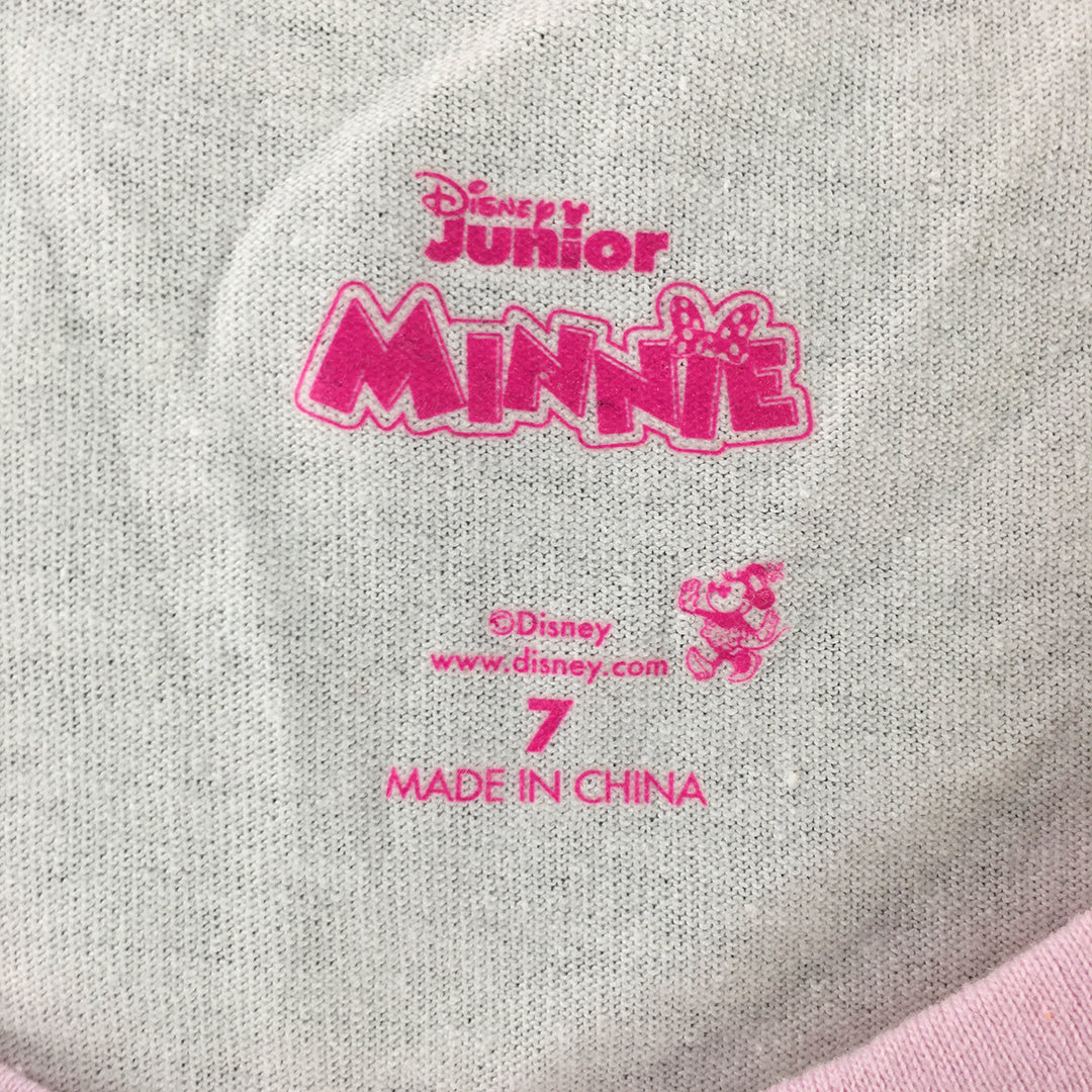 Disney Junior Minnie Mouse Kids Girls T-Shirt Size 7 White Short Sleeve Top