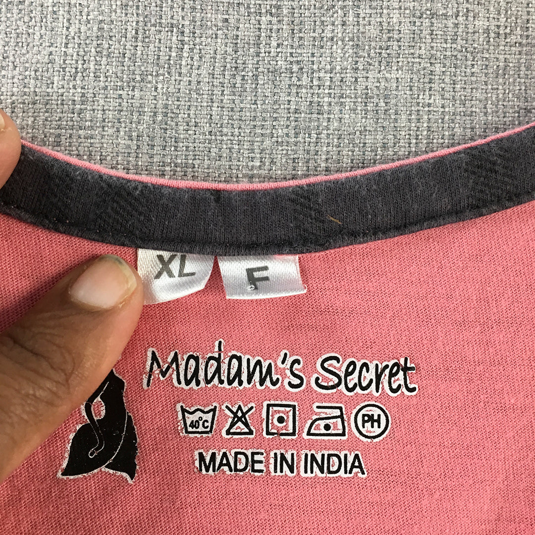 Madam's Secret Womens Sleep Shirt Size XL Pink Panda Moon Pajama Top