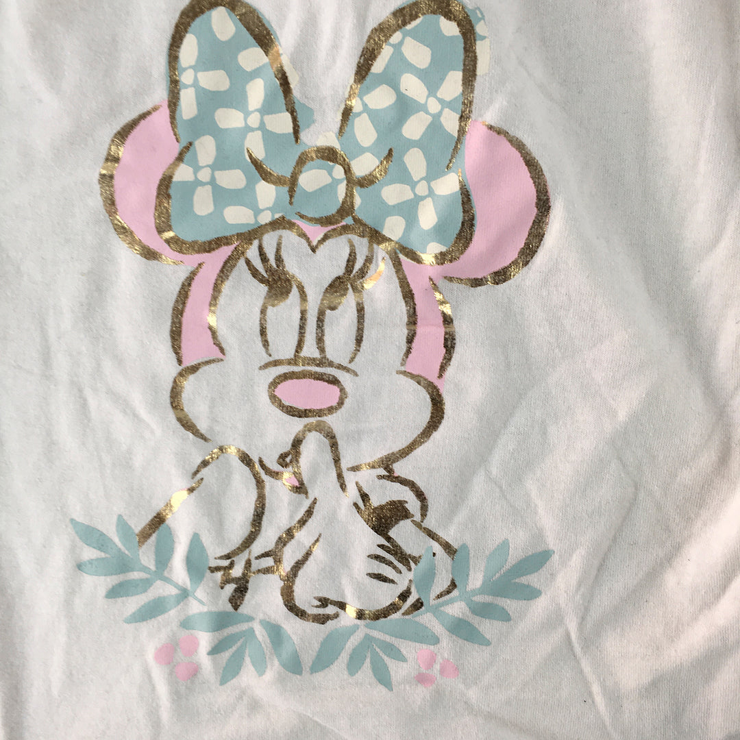 Disney Junior Minnie Mouse Kids Girls T-Shirt Size 7 White Short Sleeve Top