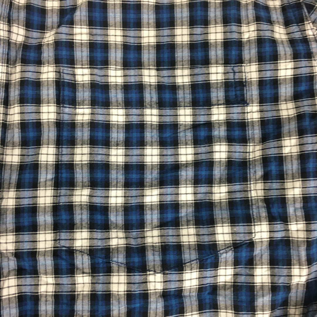 Old Navy Mens Shirt Szie M TALL Blue Checkered Long Sleeve Button-Up