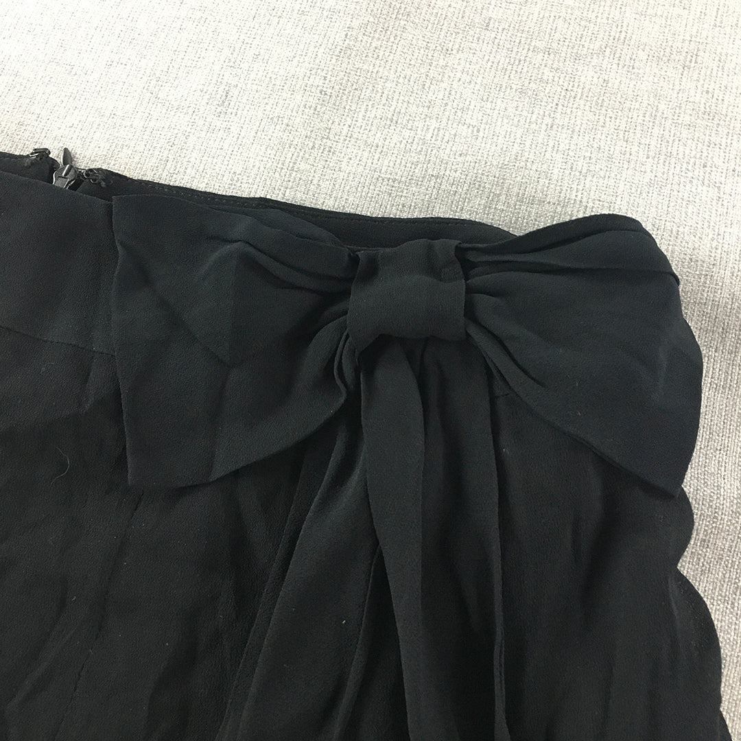 Alannah Hill Womens A-Line Skirt Size 8 Black Bow