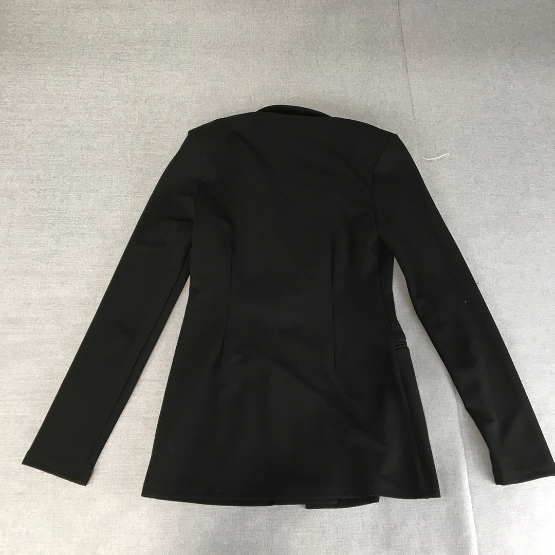 Asos Design Womens Blazer Jacket Size 8 Tall Black Collared Button Coat