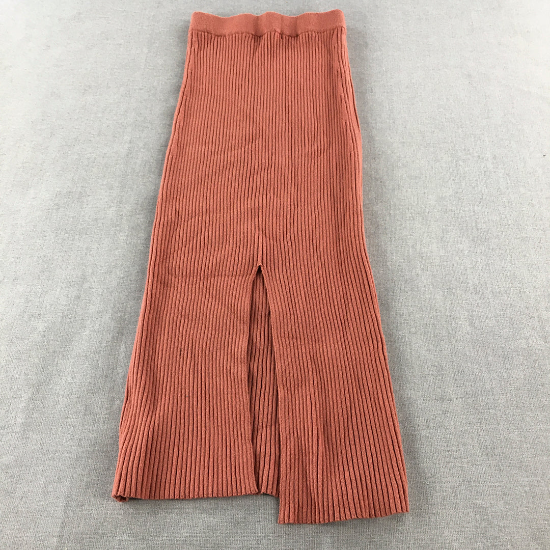 Whyte Valentyne Womens Maxi Skirt Size S/M Red Stretch Knit Elastic Waist