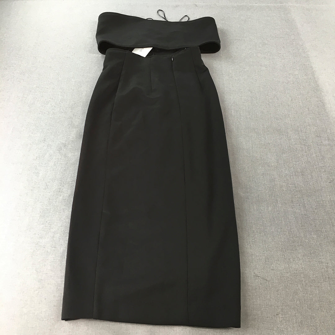 NEW Maurie And Eve Womens Genesis Dress Size 8 Black Bodycon Midi $179 RRP