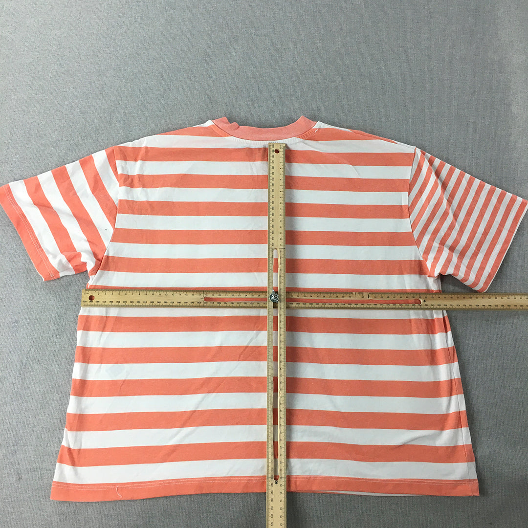 Topshop Womens T-Shirt Size S White Pink Striped Short Sleeve Top