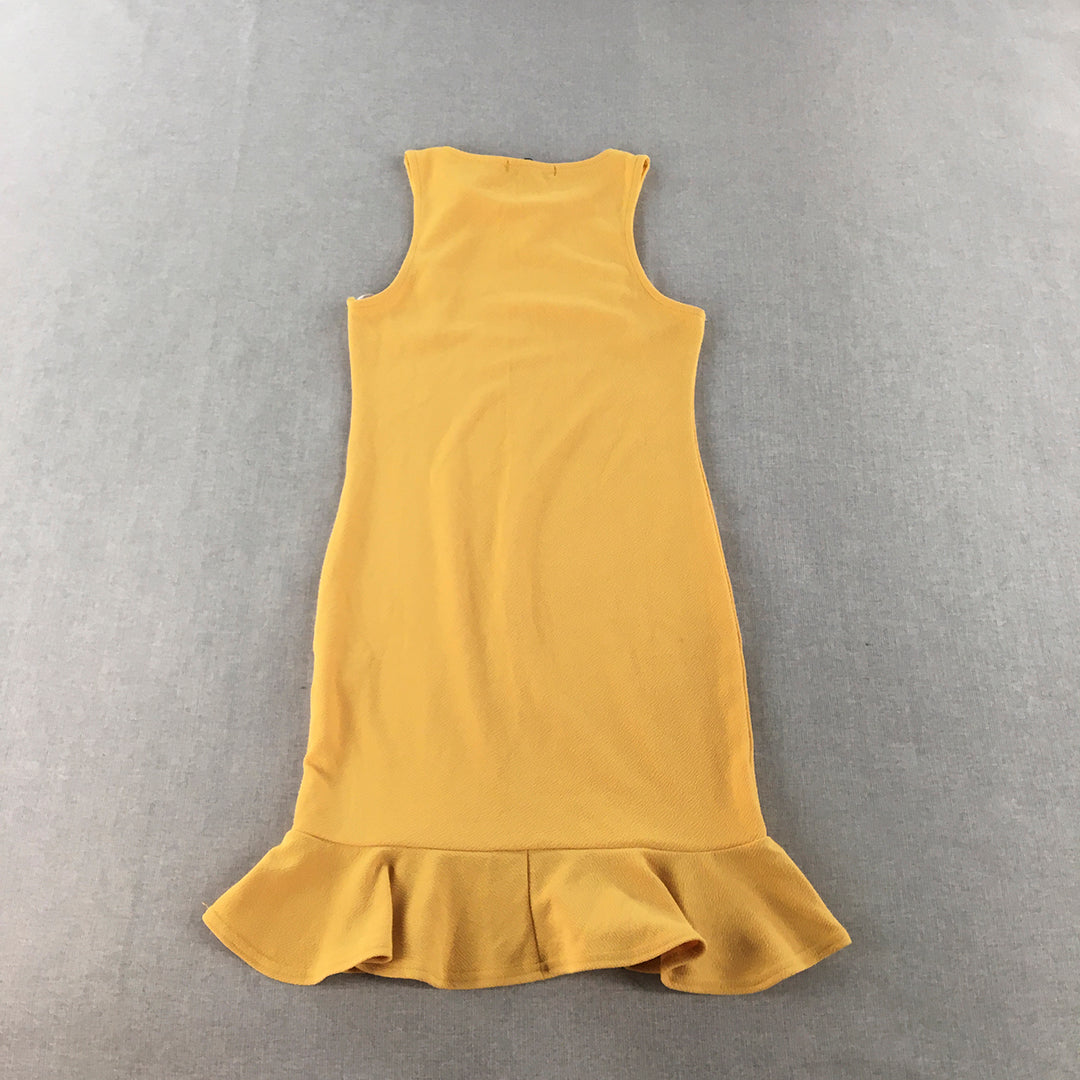 NEW Missguided Womens Mini Dress Size 8 Yellow Mermaid Hem Sleeveless