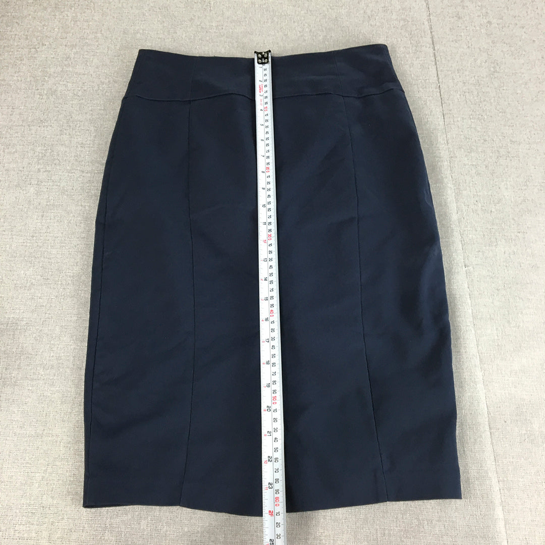 Forcast Womens Midi Skirt Size 10 Navy Blue Straight Pencil