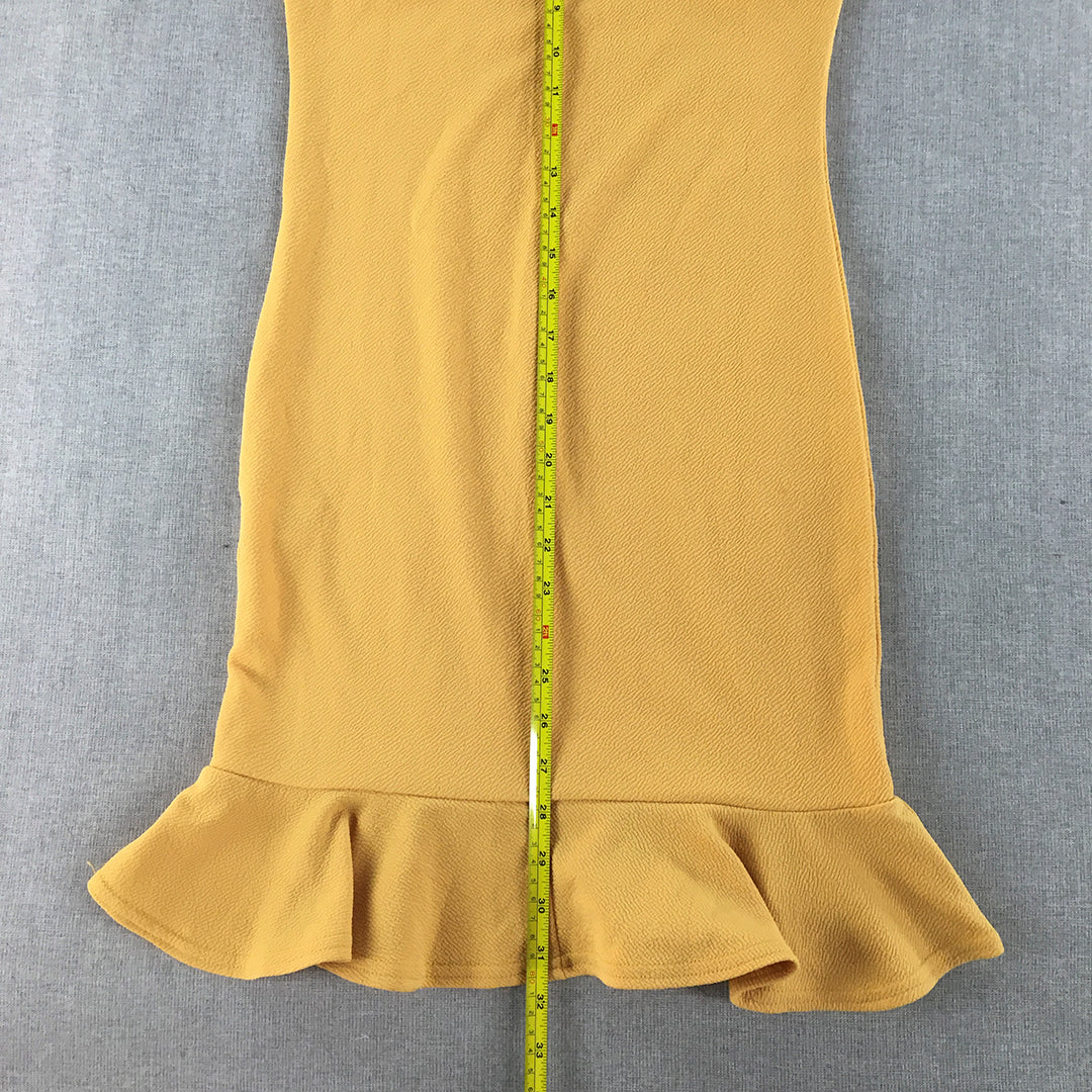 NEW Missguided Womens Mini Dress Size 8 Yellow Mermaid Hem Sleeveless