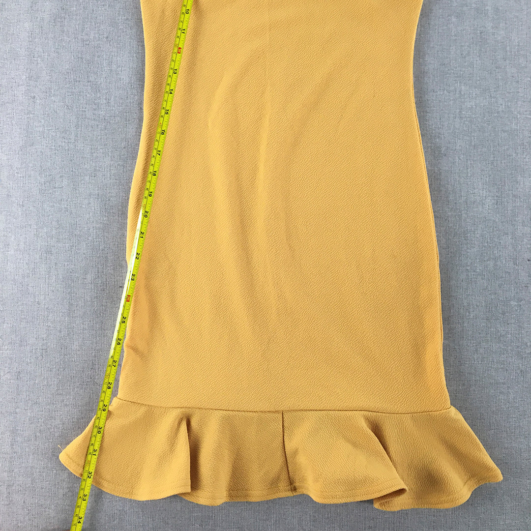 NEW Missguided Womens Mini Dress Size 8 Yellow Mermaid Hem Sleeveless