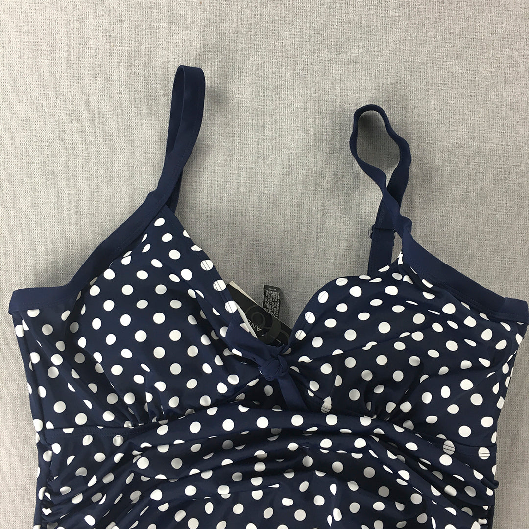 NEW Lilly And Lou Beach Womens Swimsuit Size 20 Blue White Polka Dot One Piece