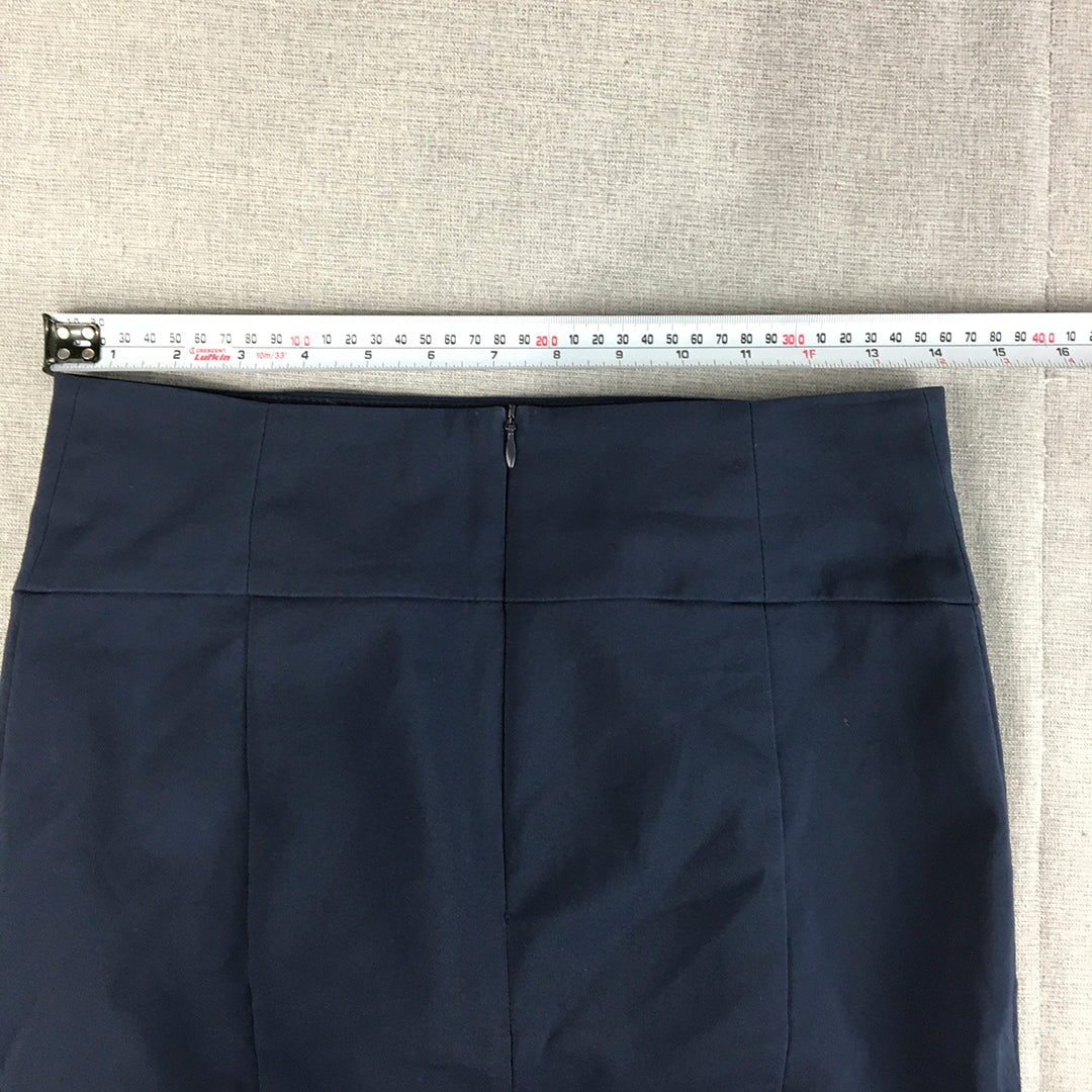 Forcast Womens Midi Skirt Size 10 Navy Blue Straight Pencil