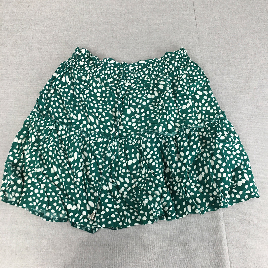 Grace & Co Womens Mini Skirt Size 10 Green White Dot Elastic Waist