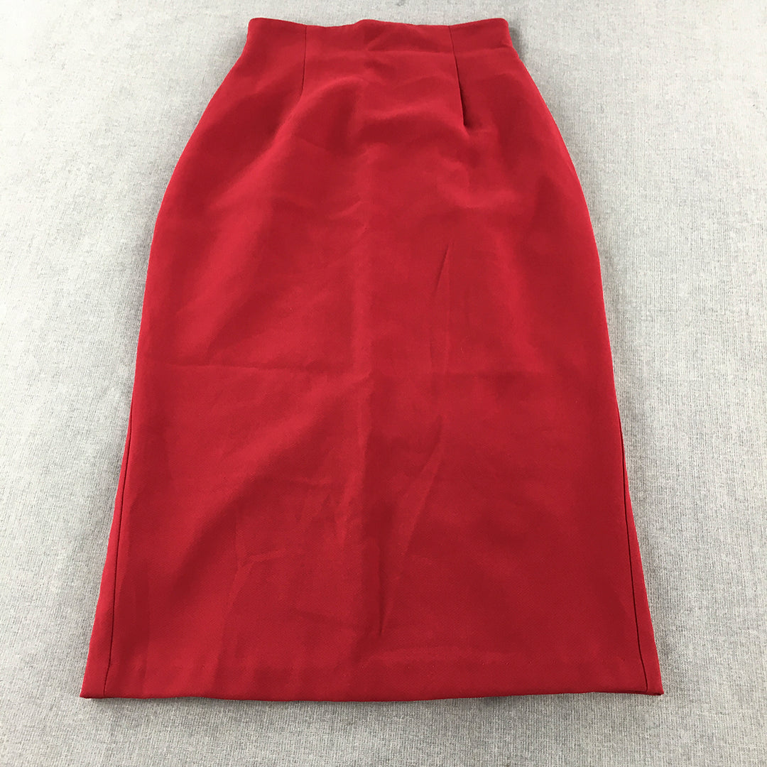 Lovers Australia Womens Pencil Skirt Size 8 Red Pleated