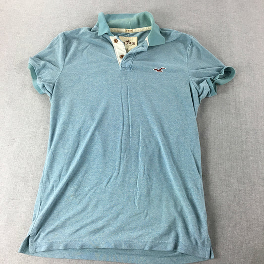 Hollister Mens Polo Shirt Size S Blue Logo Collared Short Sleeve Rugby