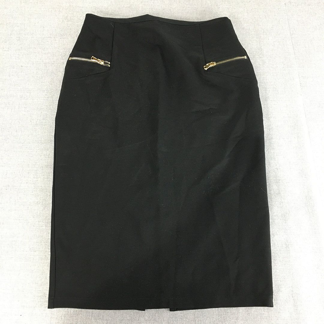 Valleygirl Womens Midi Skirt Size M Black Pencil Straight