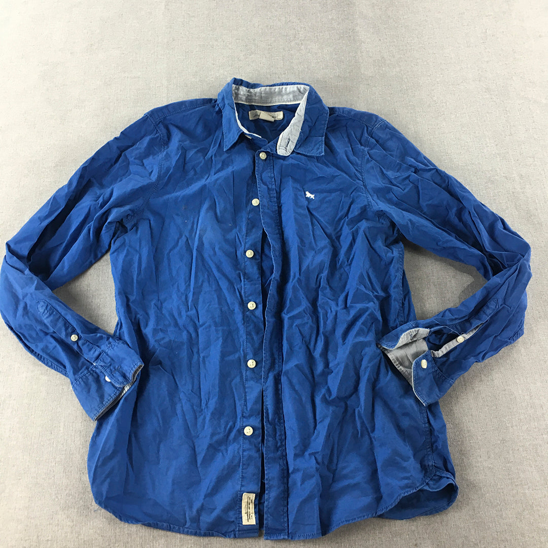 H&M Kids Boys Shirt Size 14 - 15 Years Blue Long Sleeve Button-Up Collared