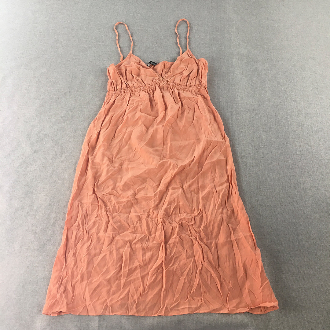 Seduce Womens 100% Silk Mini Dress Size 10 Orange Sleeveless A-Line