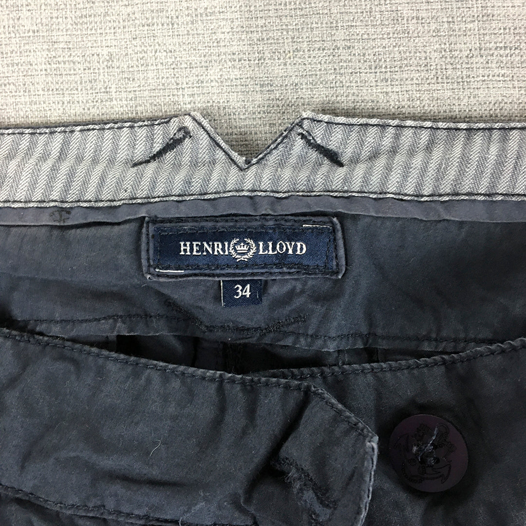 Henri Lloyd Mens Chino Shorts Size 34 Navy Blue Pockets Casual