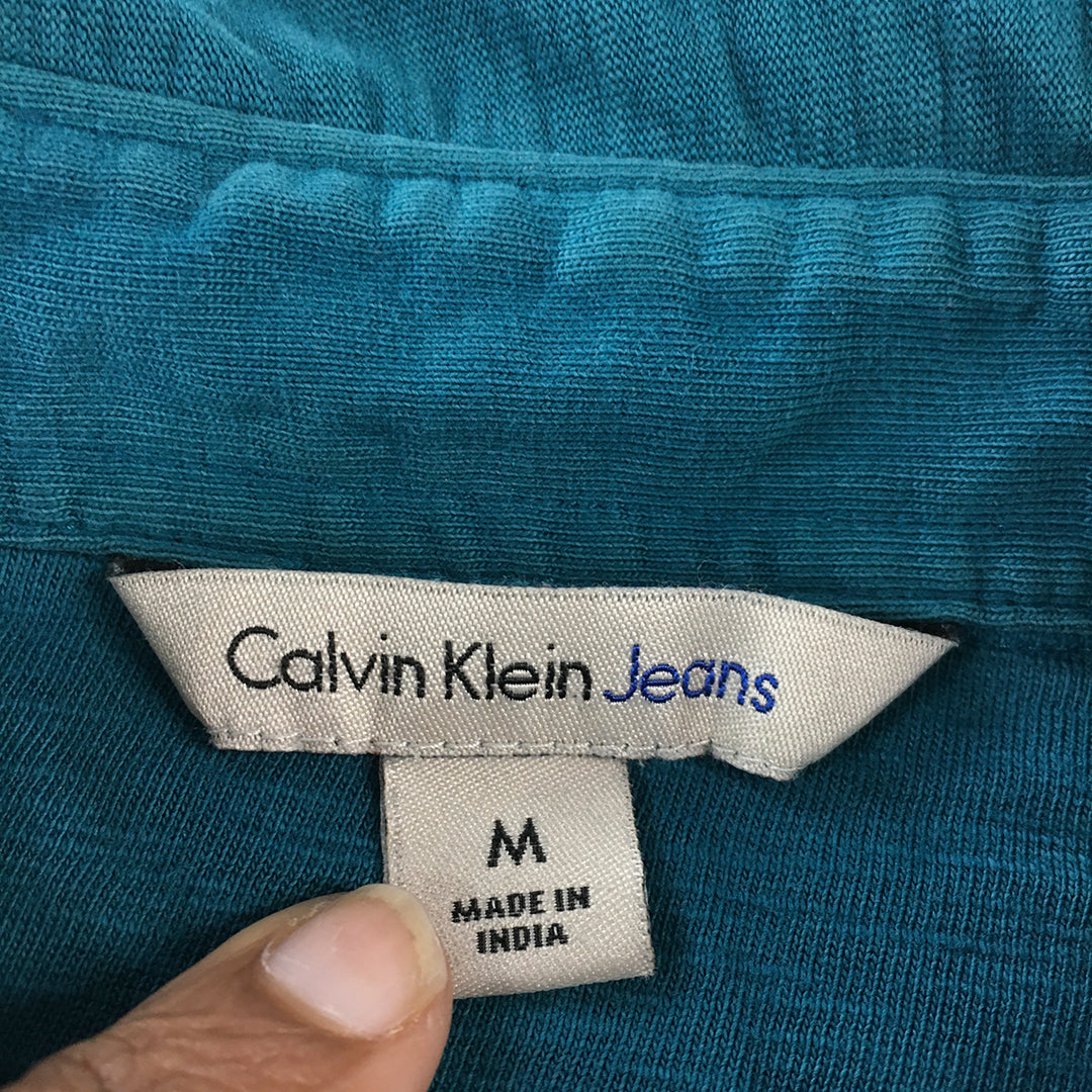 Calvin Klein Jeans Mens Polo Shirt Size M Blue Logo Collared Rugby