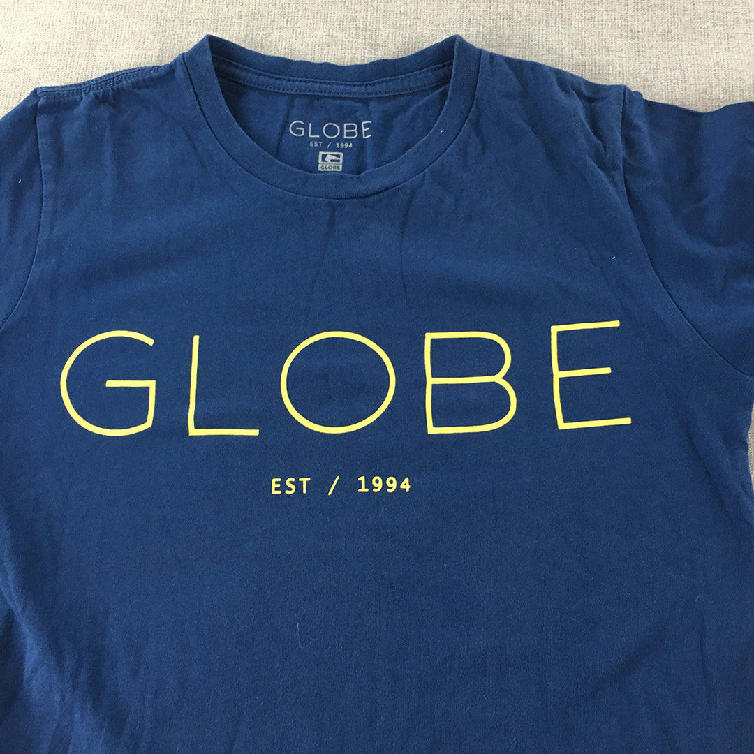 Globe Kids Boys T-Shirt Size 10 Blue Logo Short Sleeve Top