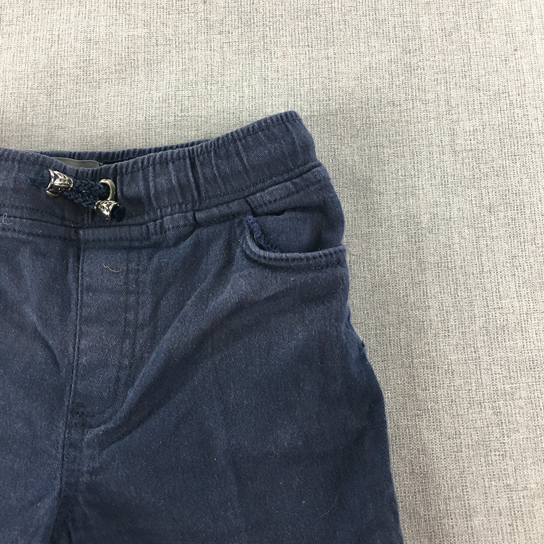 H&M Kids Boys Shorts Size 10 Navy Blue Drawstring Elastic Waist Pockets