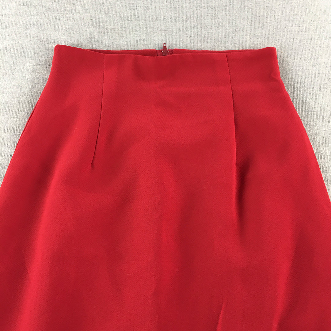 Lovers Australia Womens Pencil Skirt Size 8 Red Pleated