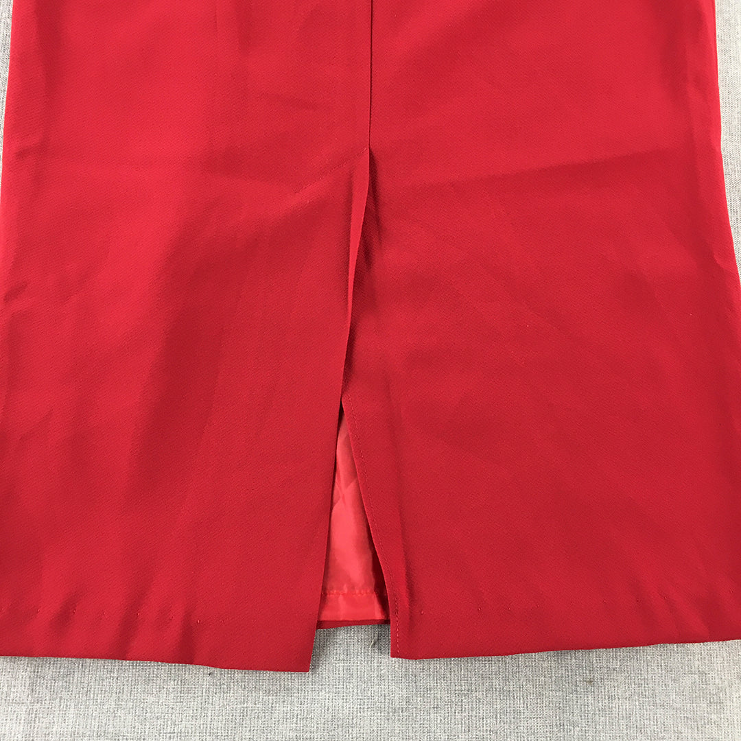 Lovers Australia Womens Pencil Skirt Size 8 Red Pleated