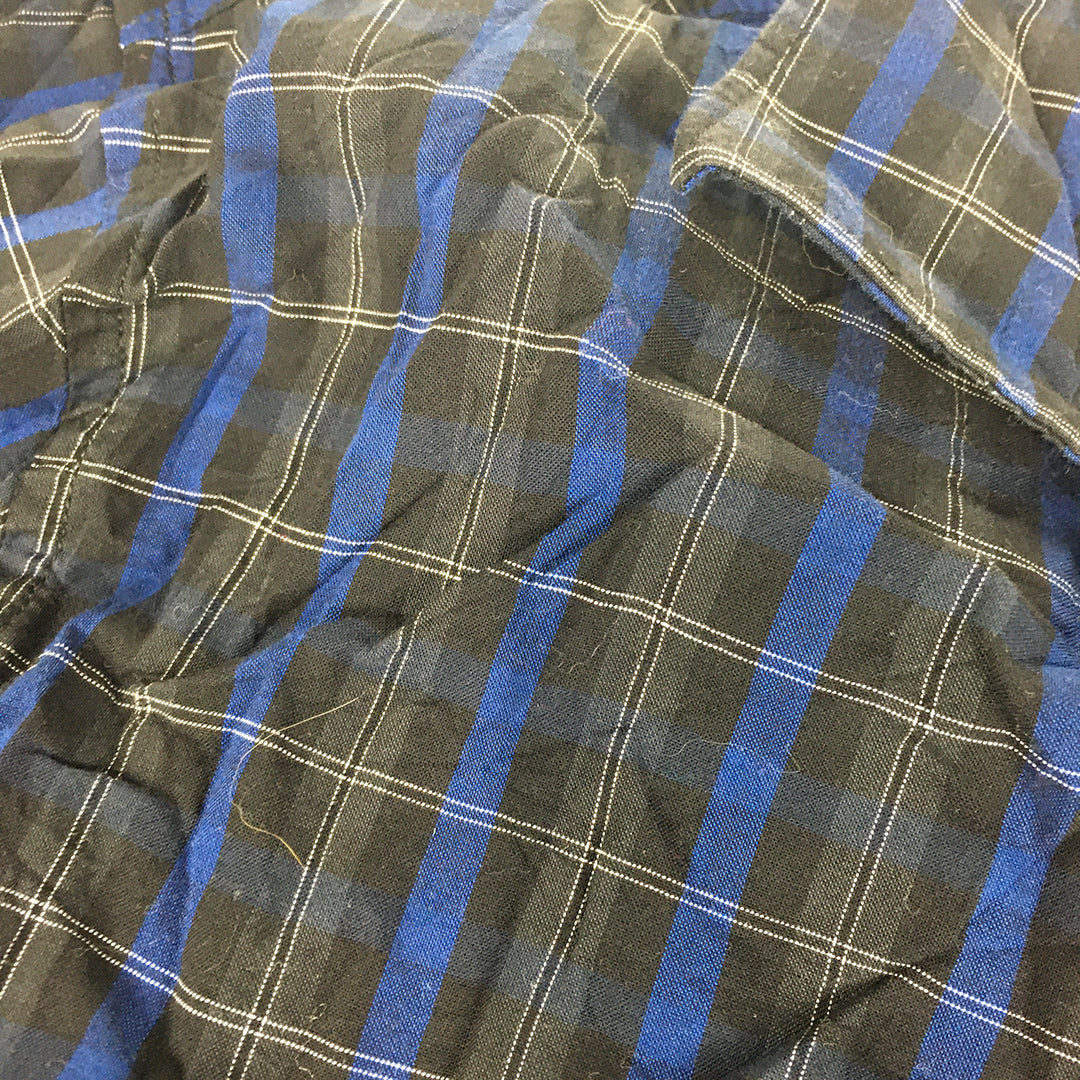 Claiborne Mens Shirt Size L Blue Black Checkered Long Sleeve Button-Up