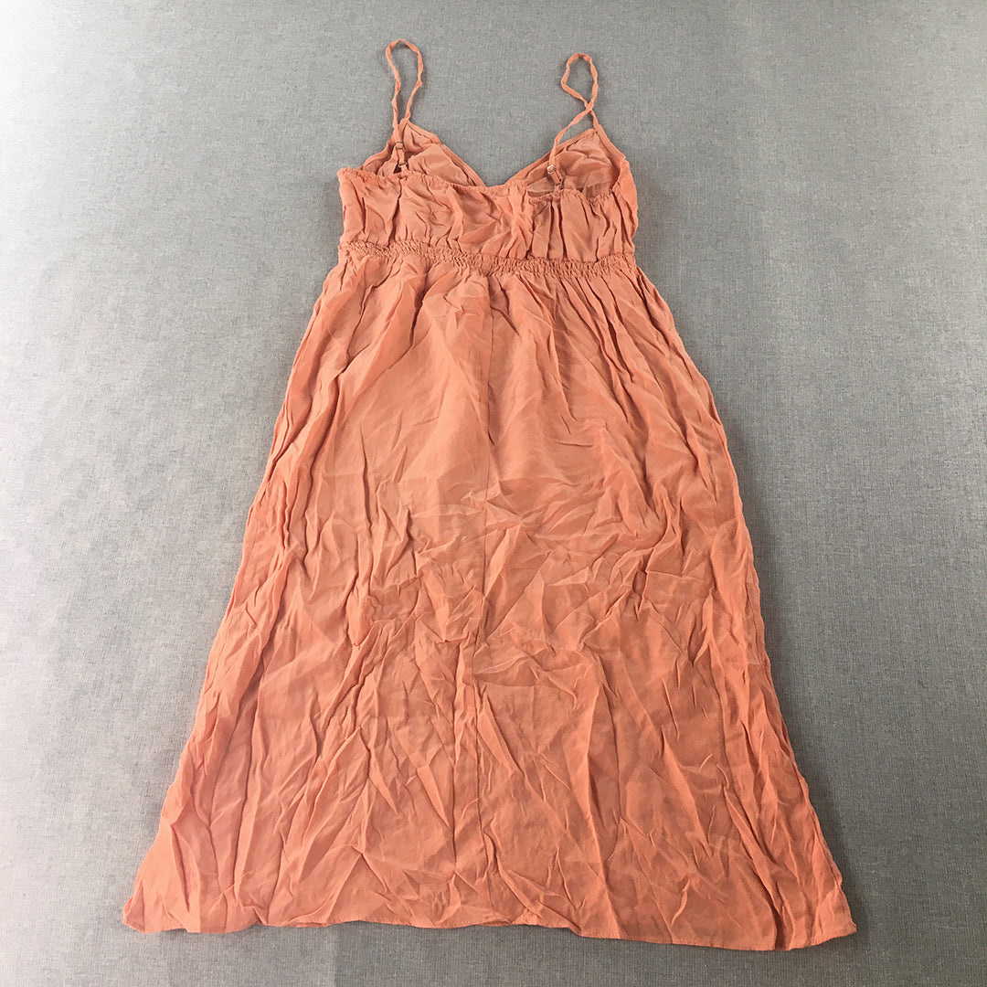 Seduce Womens 100% Silk Mini Dress Size 10 Orange Sleeveless A-Line