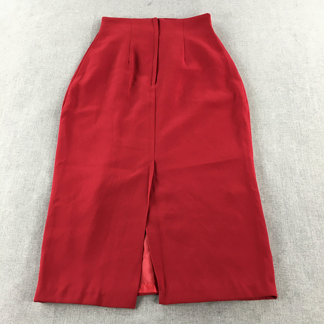 Lovers Australia Womens Pencil Skirt Size 8 Red Pleated