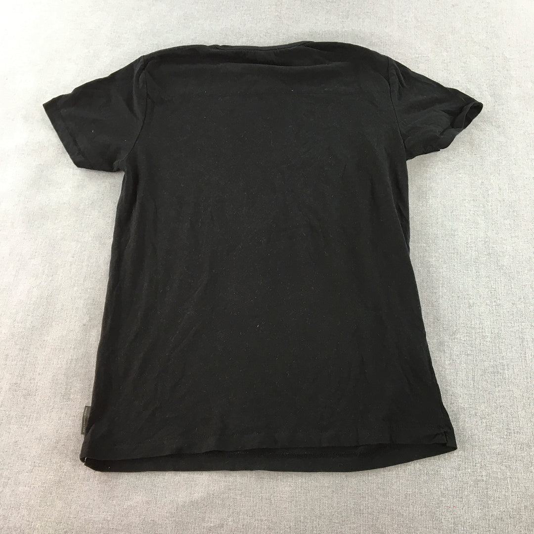 French Connection Mens T-Shirt Size M Black Crew Neck Logo Short Sleeve