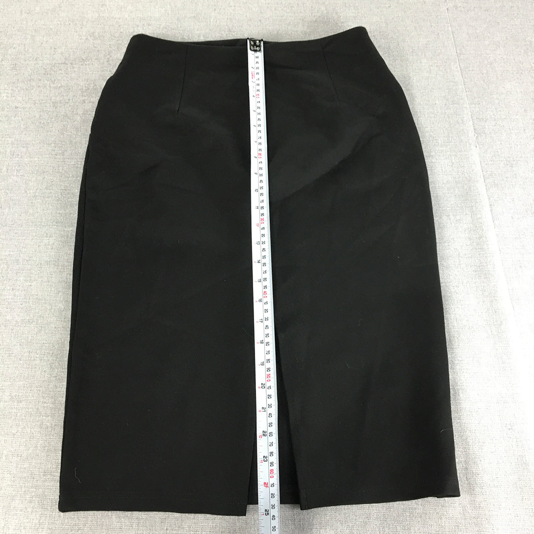 Valleygirl Womens Midi Skirt Size M Black Pencil Straight