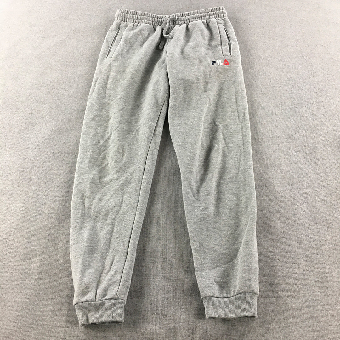 FILA Kids Boys Tracksuit Pants Size 12 Grey Logo Jogger Side Pockets