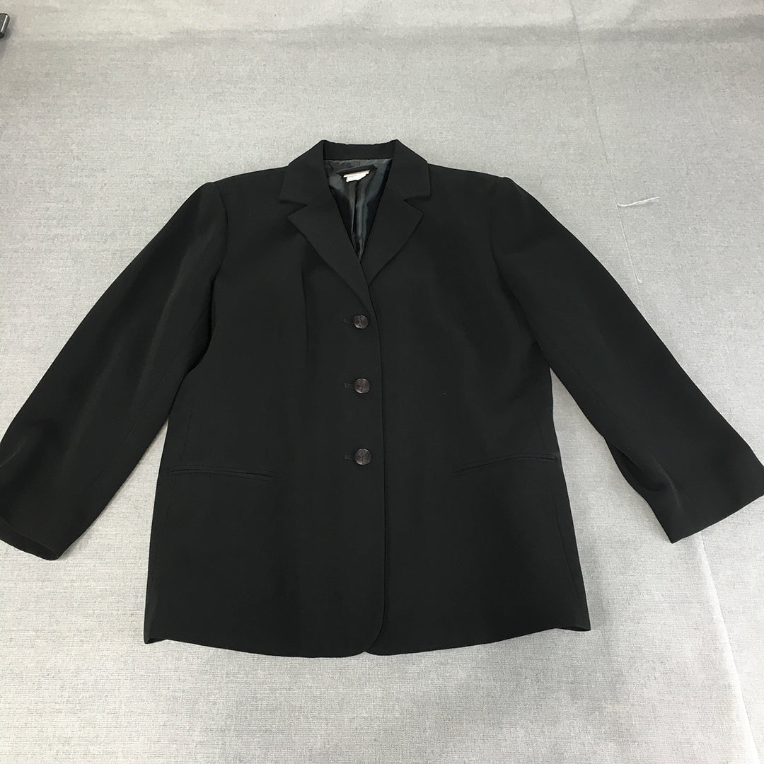 Stitches Womens Blazer Jacket Size 16 Black Button Collared Coat