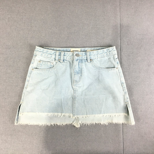 Insight Womens Denim Mini Skirt Size 26 Light Blue Raw Hem M.O.D Relaxed