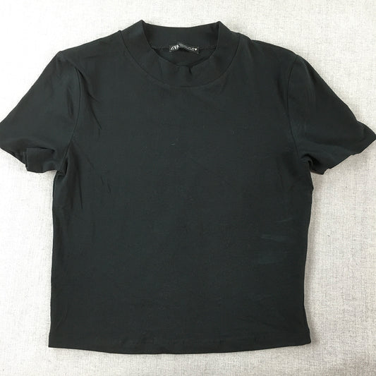 Zara Womens T-Shirt Size L Black Short Sleeve Top