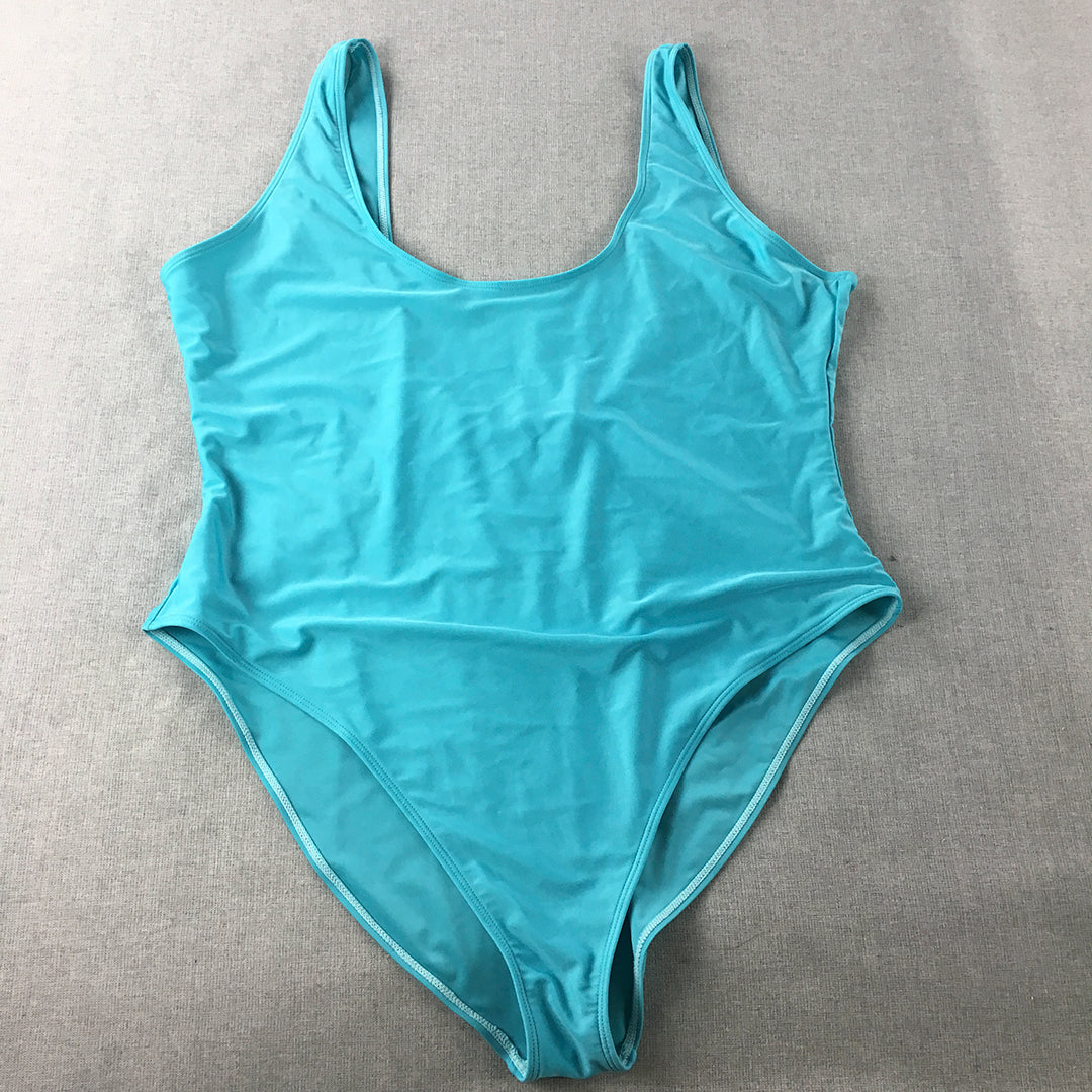 Boohoo Womens Swimsuit Size 24 Blue One-Peice Swim Sleeveless