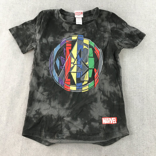 Marvel Avengers Kids Boys T-Shirt Size 10 Black Logo Tie-Dye Short Sleeve