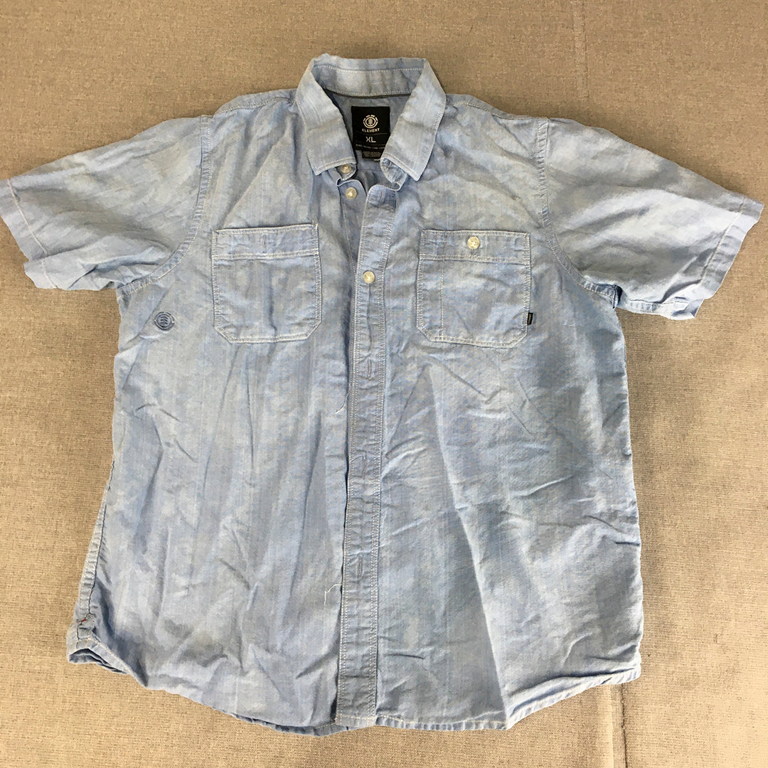 Element Mens Denim Shirt Size XL Blue Short Sleeve Button-Up Pockets Collared