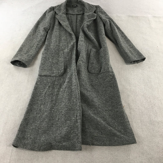 Bardot Womens Wool Trench Coat Size 8 Charcoal Grey Long Jacket