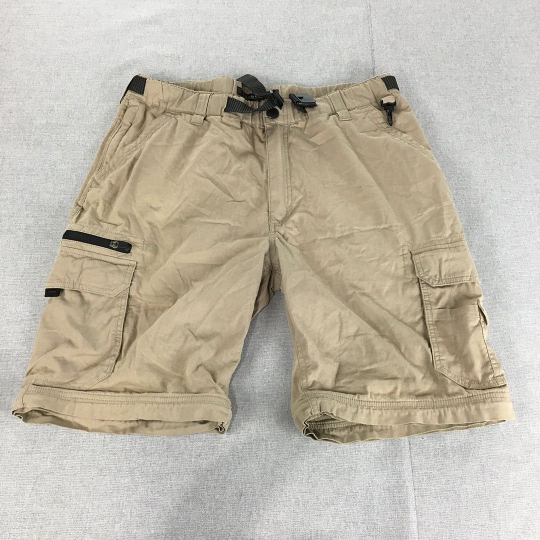 Ridge Point Mens Cargo Shorts Size L Brown Zip Pockets Elastic Waist