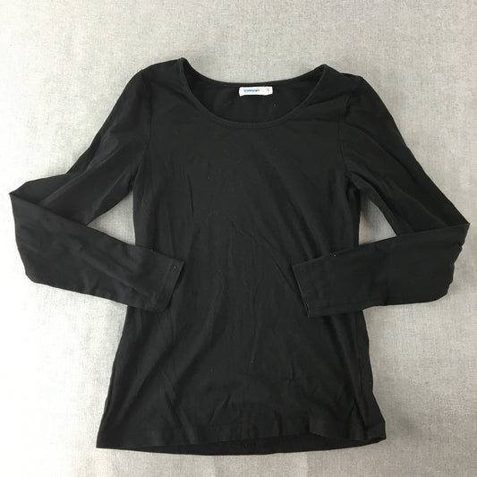 Valleygirl Womens Knit Top Size S Black Long Sleeve Stretch Fabric Shirt