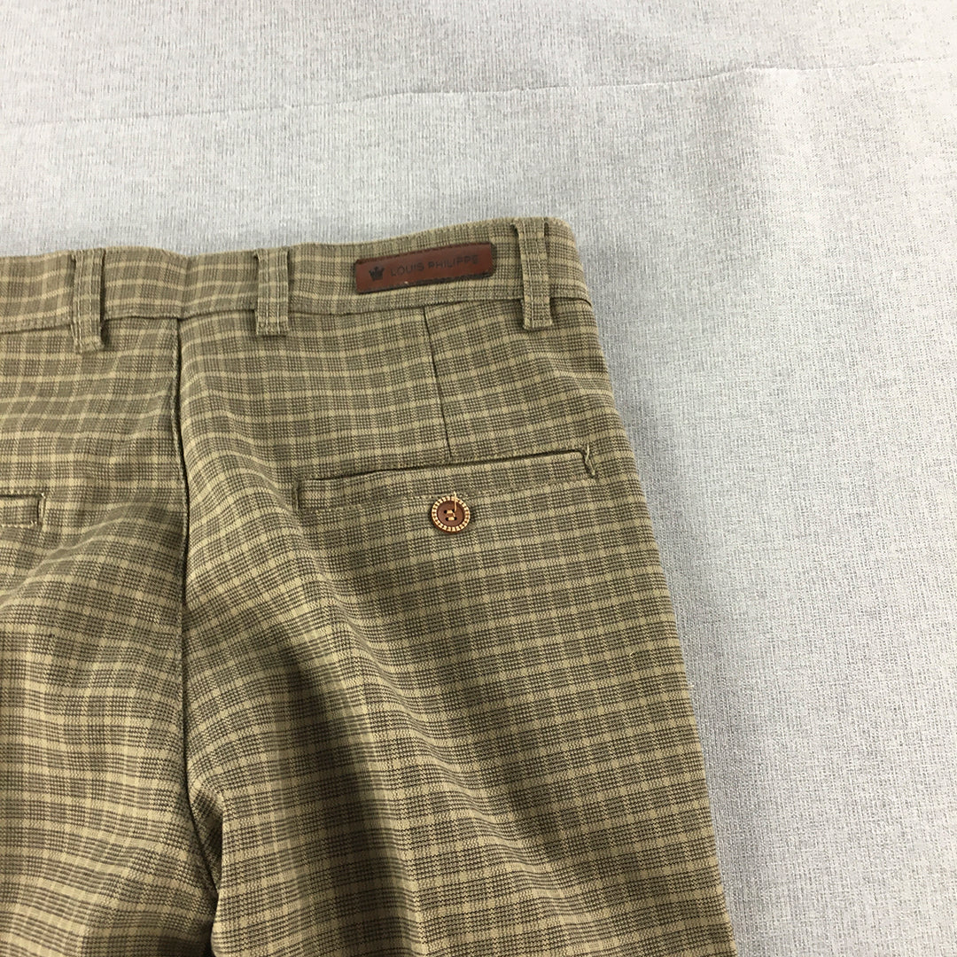 Louis Philippe Mens Dress Pants Size 32 Brown Checkered