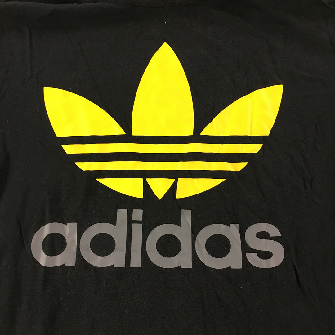 Adidas Womens T-Shirt Size M Black Big Trefoil Logo Short Sleeve Top