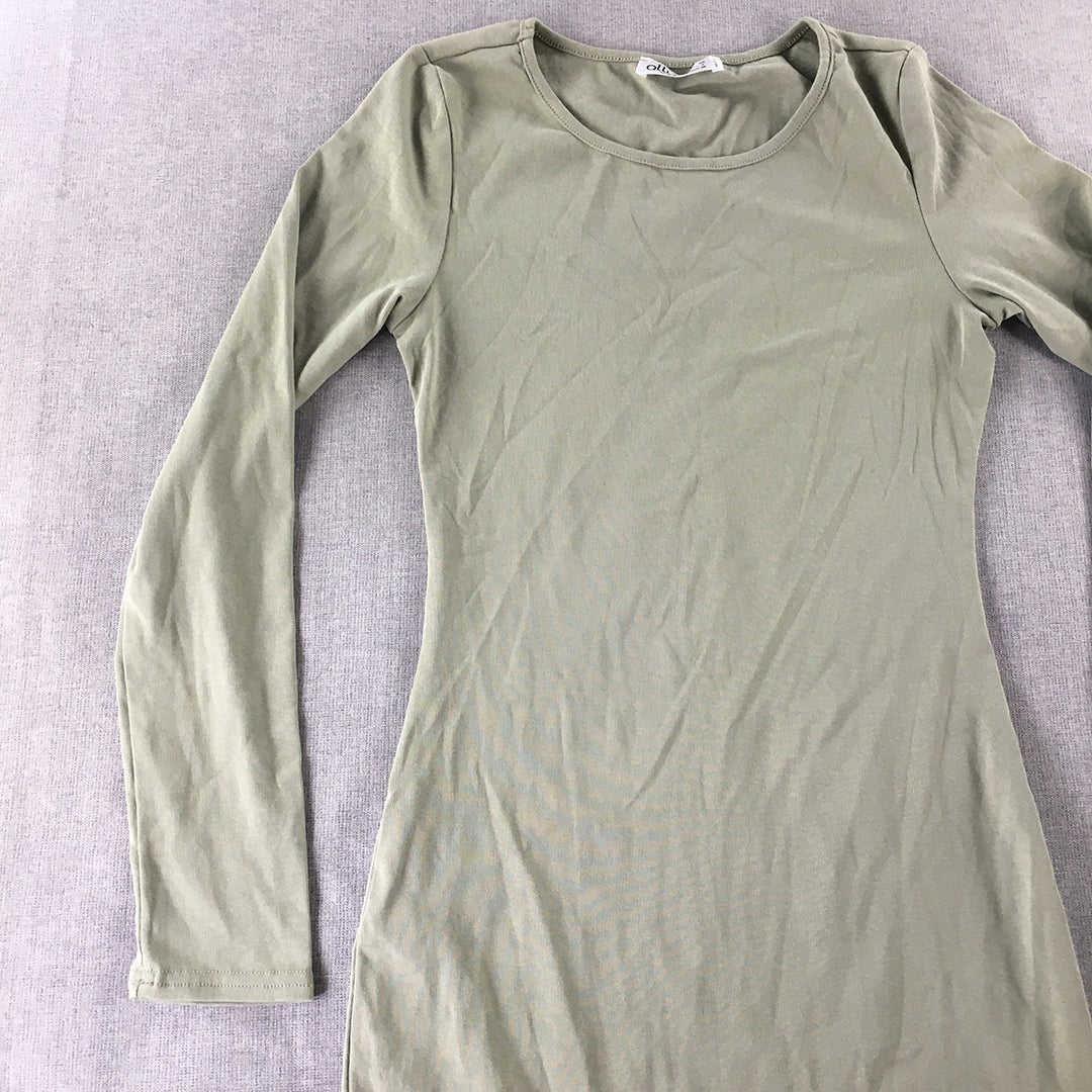 Ally Womens Bodycon Dress Size XS Green Stretch Mini Long Sleeve