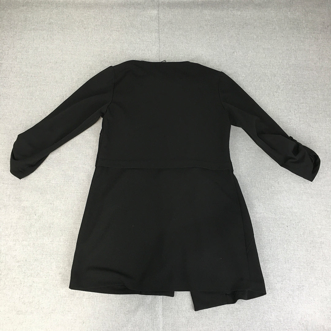 Soho Apparel Womens Waterfall Front Jacket Size S Black Open Front Long Sleeve